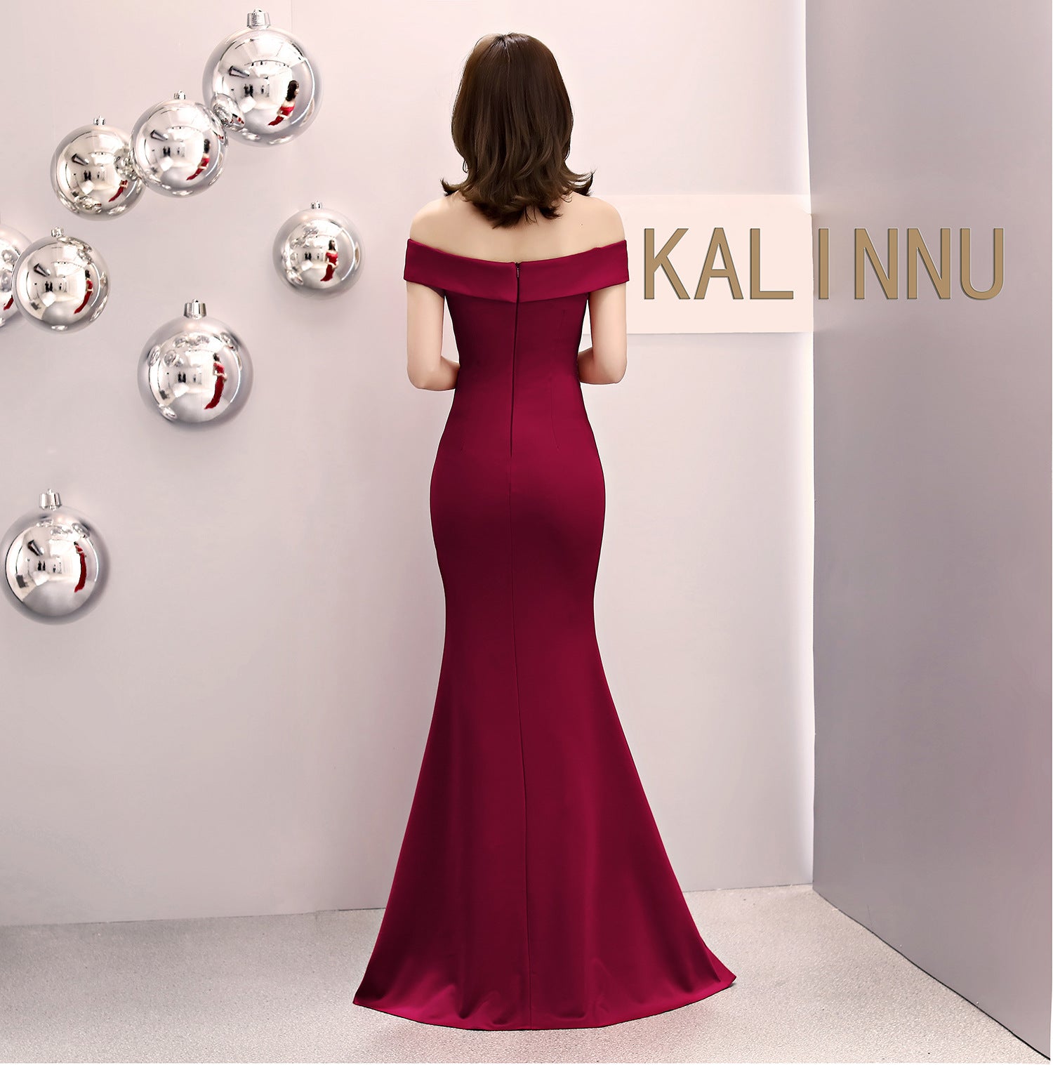 Women Summer Formal Off Shoulder High Slit Mermaid Evening Dress 20