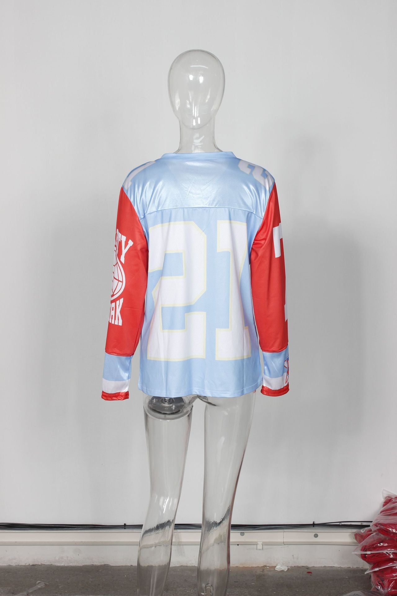 Women contrasting v-neck print loose casual t-shirt dress 9