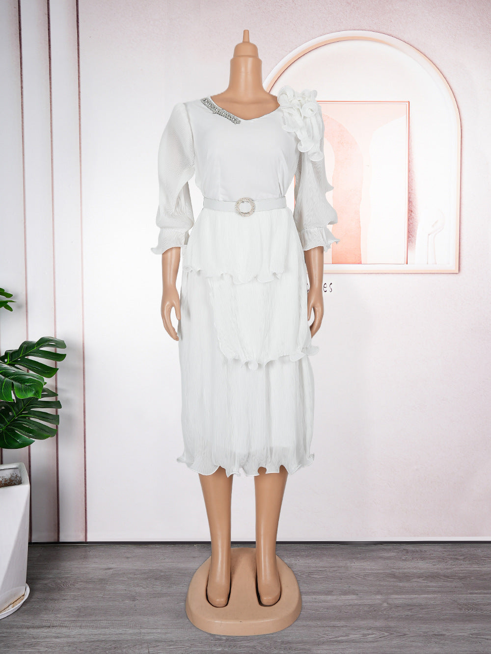 Elegant Formal Party Pleated Dress 7