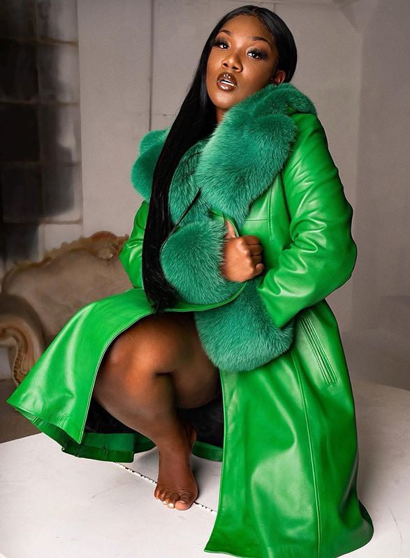 Autumn And Winter Turndown Collar Long Coat With Fur Collar Chic Zipper Women's Pu Coat 6