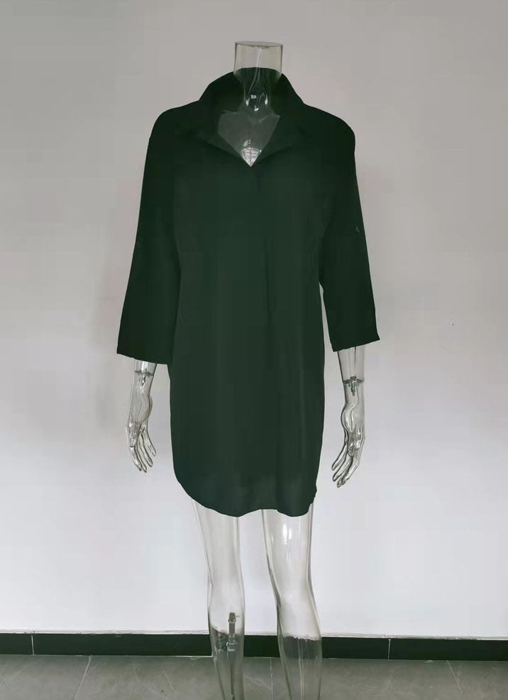 Spring And Summer Women'S Deep V-Neck Chiffon Shirt Sunscreen Shirt Dress 20