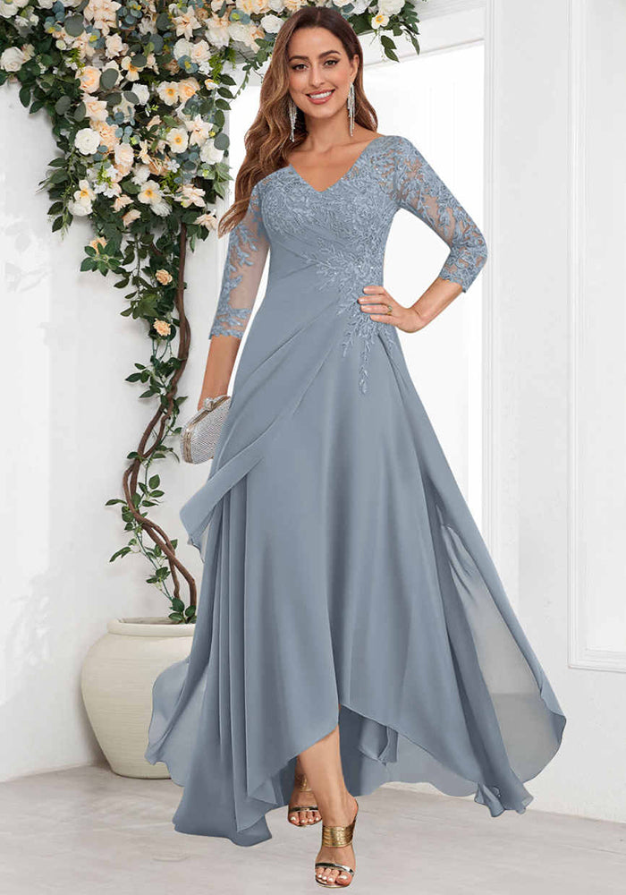 Long Slim Evening Dress Women's V-Neck Long Sleeve Prom Party Dress（Processing time need 3-6 days）