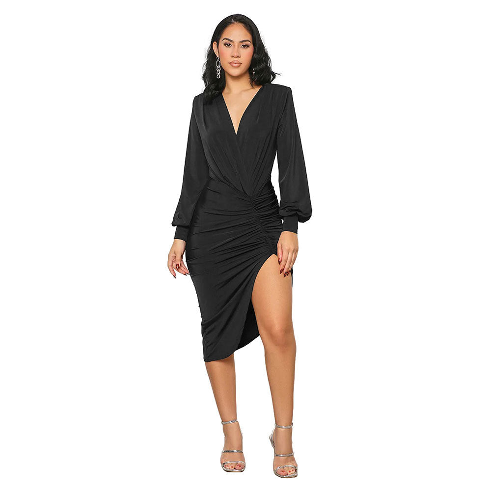 Chic Elegant Long Sleeve High Waist Slim Fit Irregular Women's Bodycon Dress 10