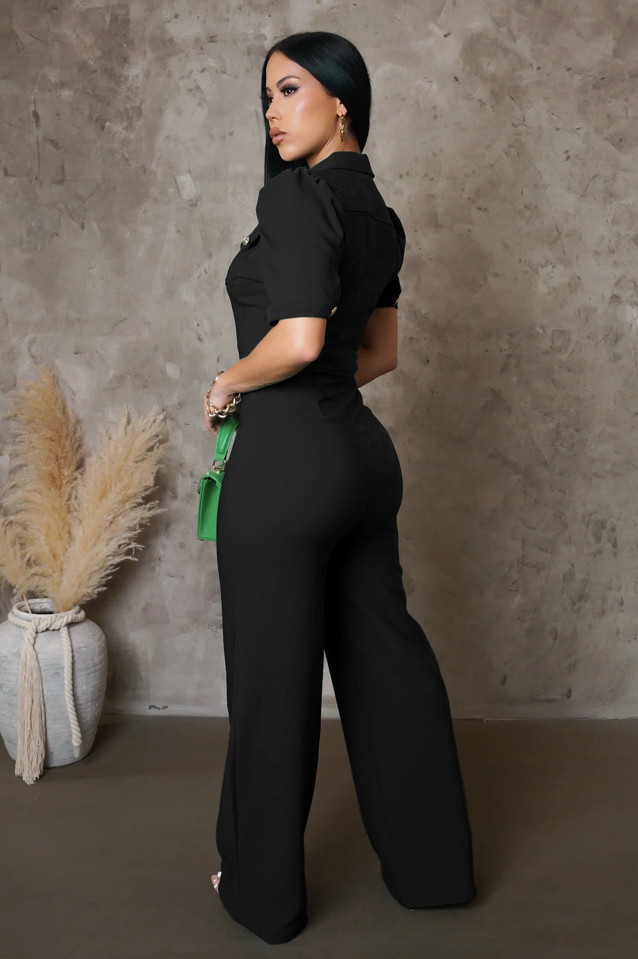 Women Style Patchwork short sleeve Jumpsuit 10