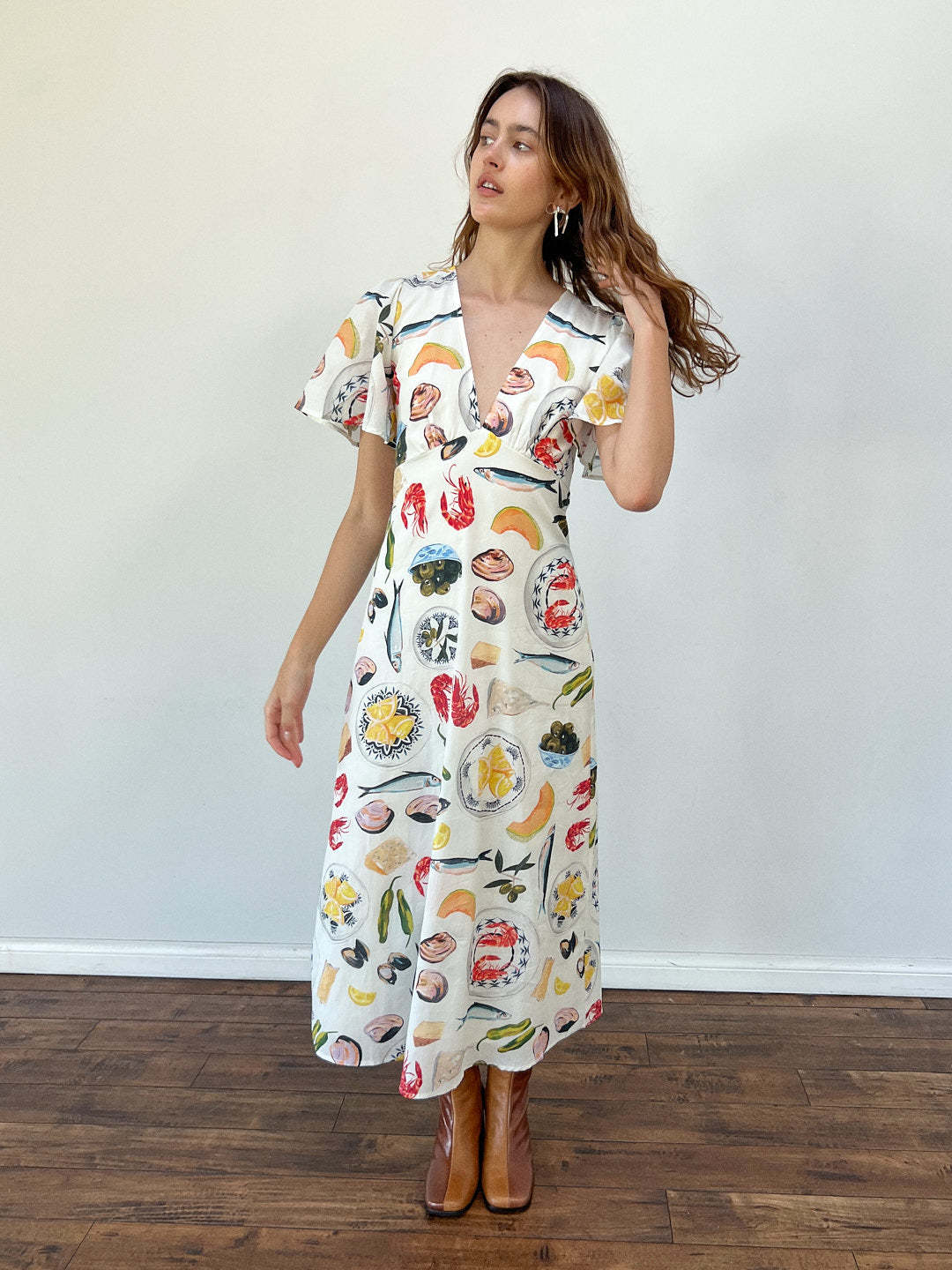 Women Vacation V-Neck Printed Casual Dress 4