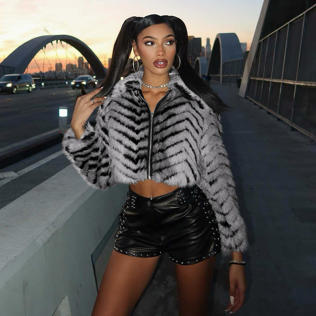 Women Autumn Elegant Turndown Collar Furry Coat