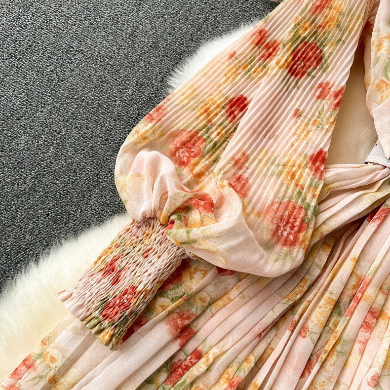 Women French floral pleated skirt 14