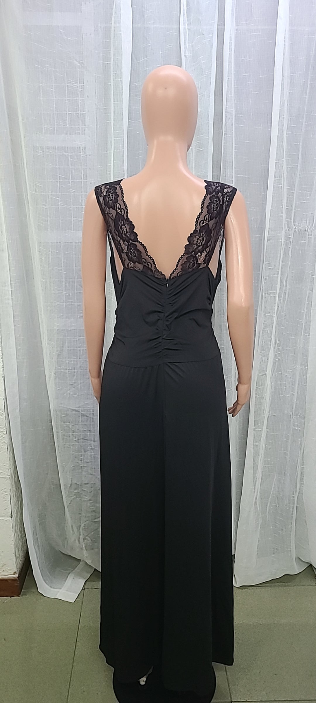 Women sleeveless lace backless slit dress 20