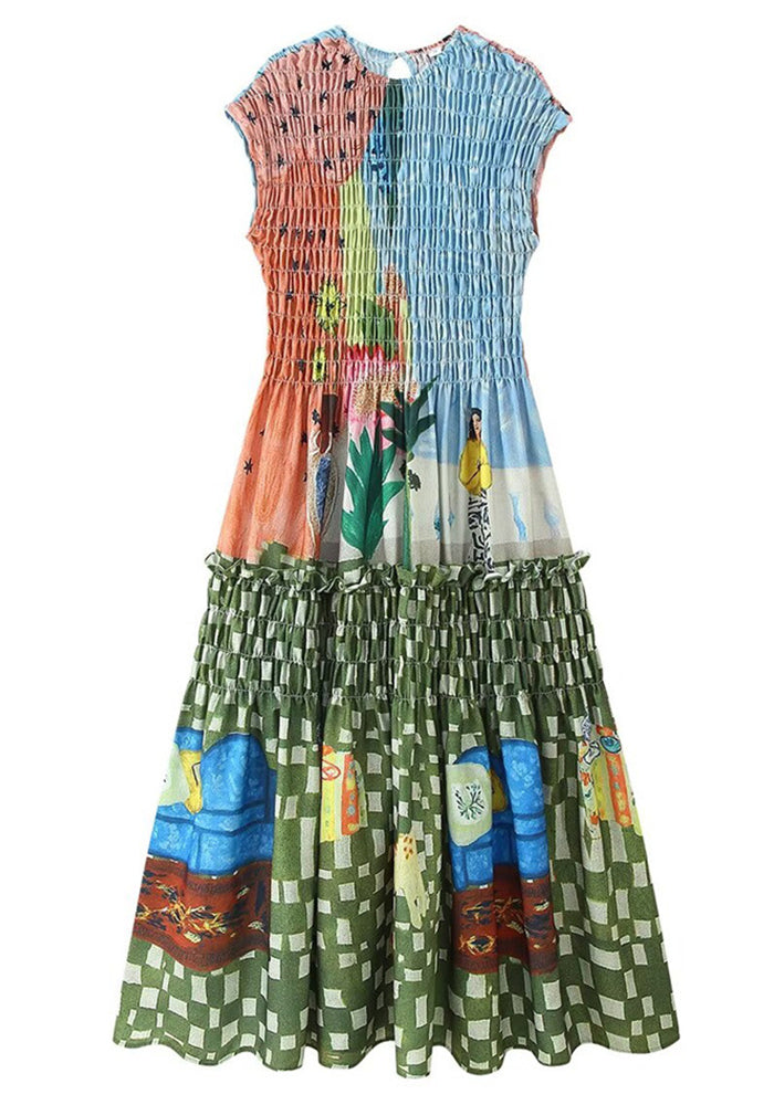 Summer Women's Print Chic Slim Waist Sleeveless Casual Dress