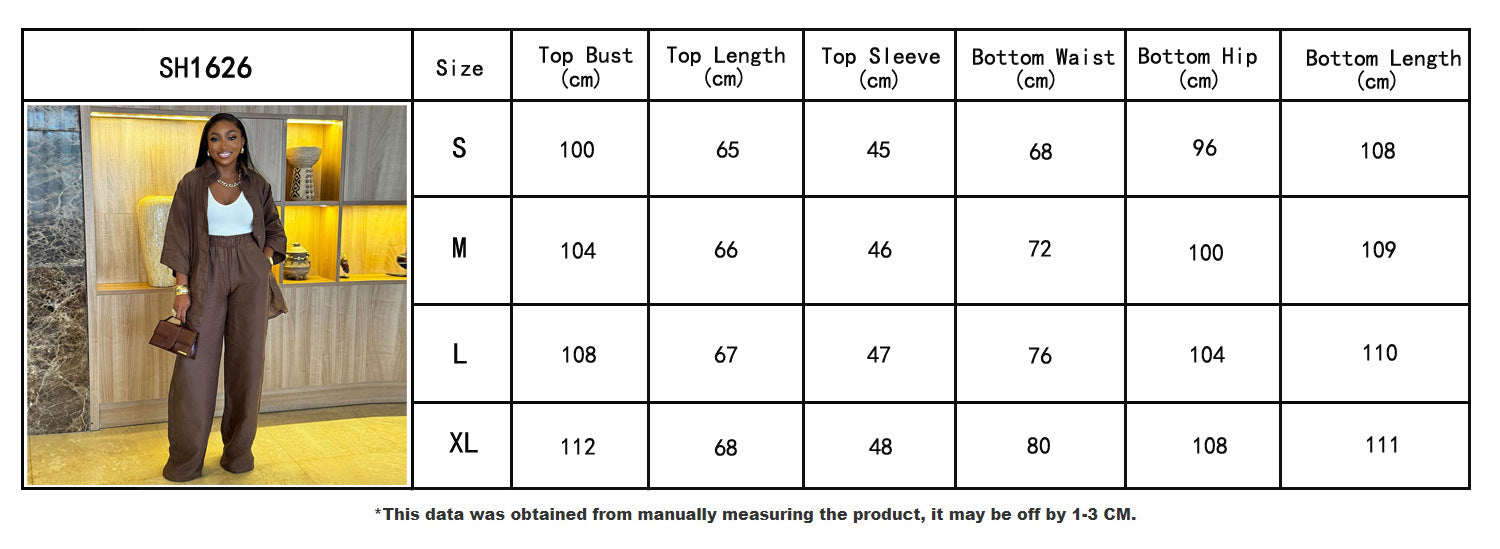 Summer Casual African Women's Three-Quarter Sleeve Shirt Top Pants Two-Piece Set 7