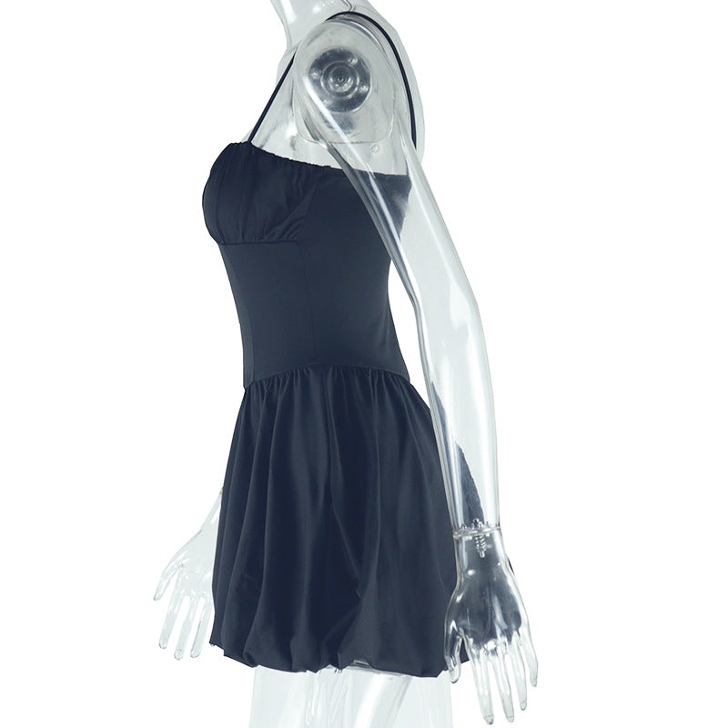 Fashion Solid Color Sexy Sleeveless Straps Slim Waist Short Bud Dress 8