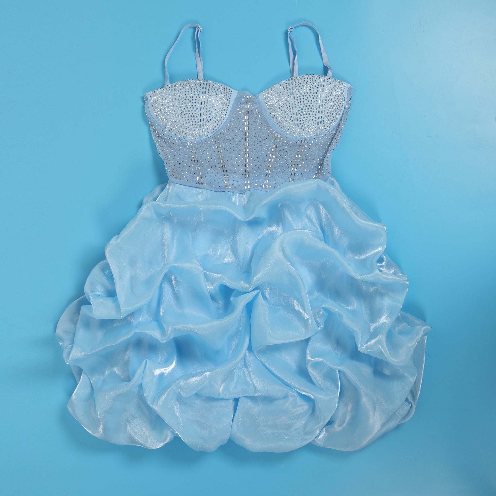 Women Sexy Beaded Stretch Camisole Cascading Ruffles Dress Tutu 74