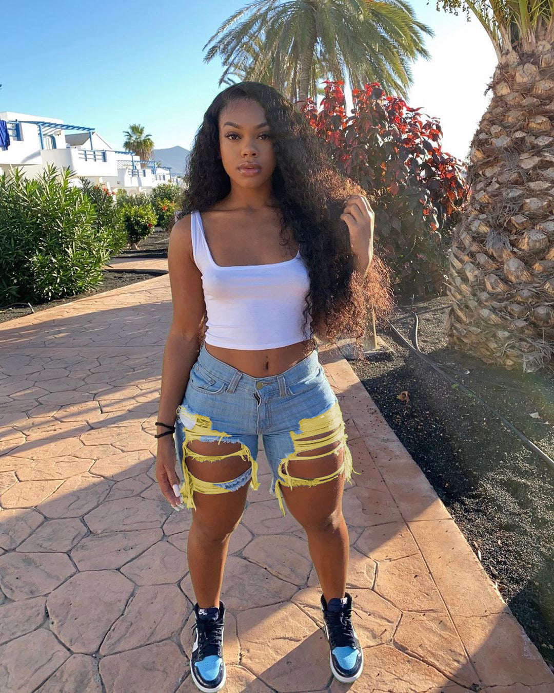 Women Spring and Summer Ripped Denim Shorts 5