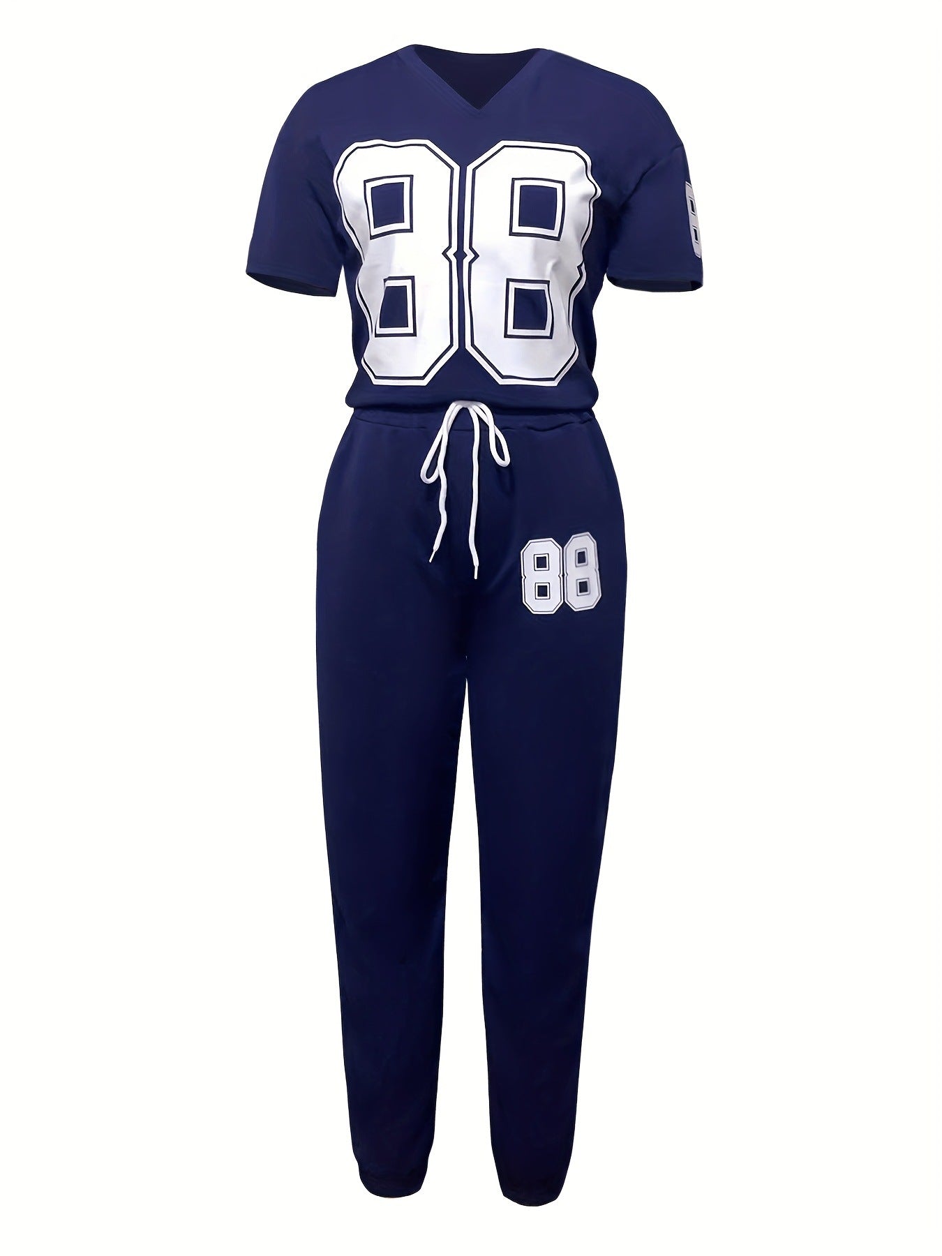 Casual Sporty Print Short-Sleeve Two Piece Pants Set 9