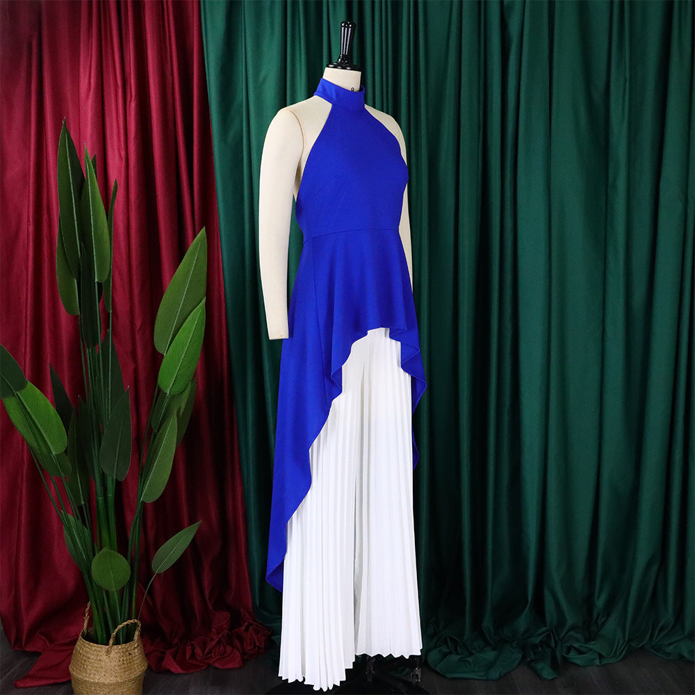 Women Sleeveless Irregular Top and Wide-leg Pants Two-Piece Set 55