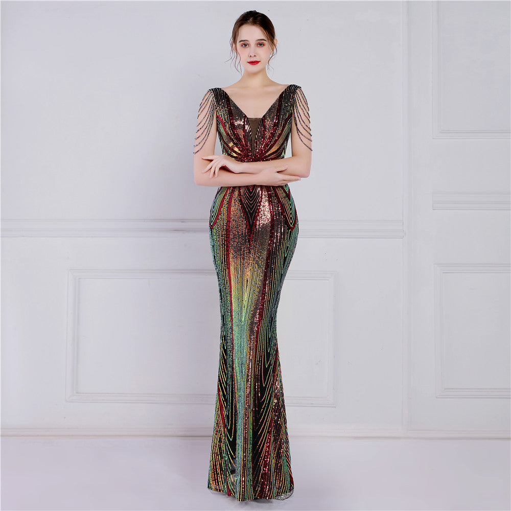 Plus Size Women Sequined Formal Party Evening Dress 14