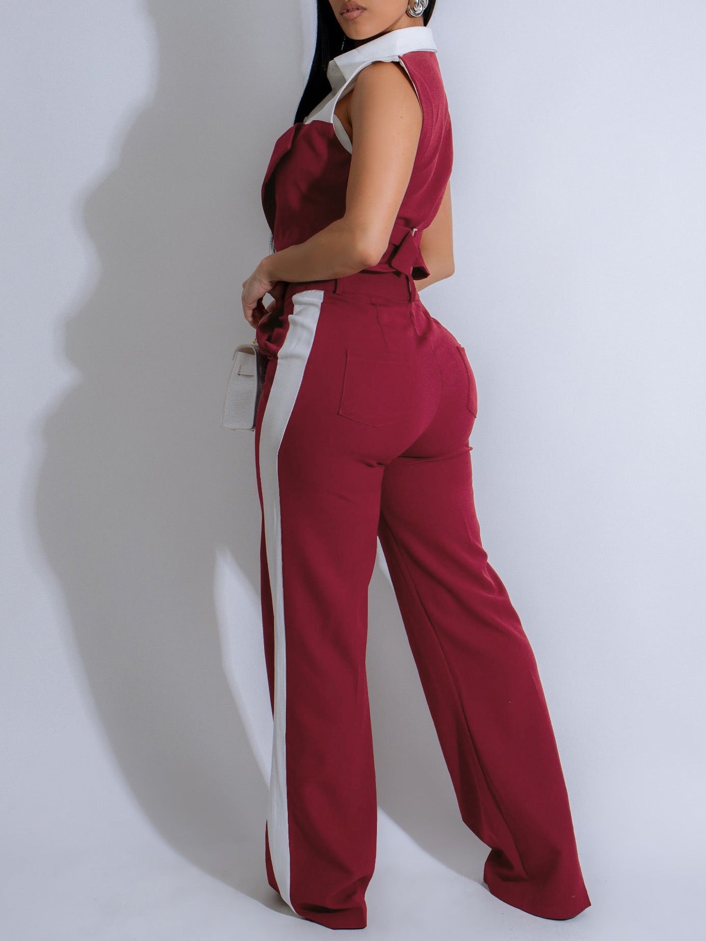 Summer Women's Sleeveless Shirt Pants OL Two-Piece Set 9