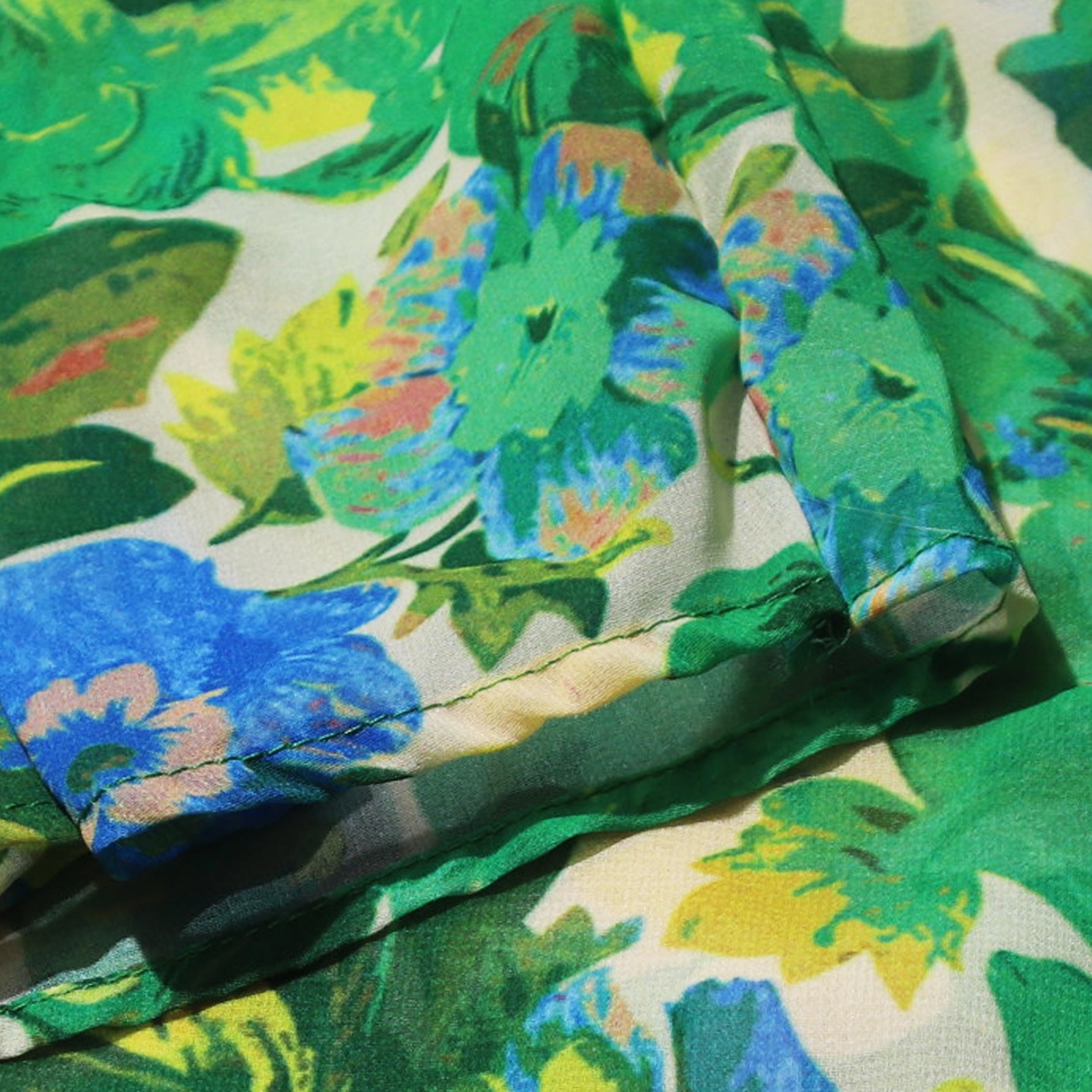 Women chiffon irregular printed long-sleeved top and wide-leg pants Casual two-piece set 38