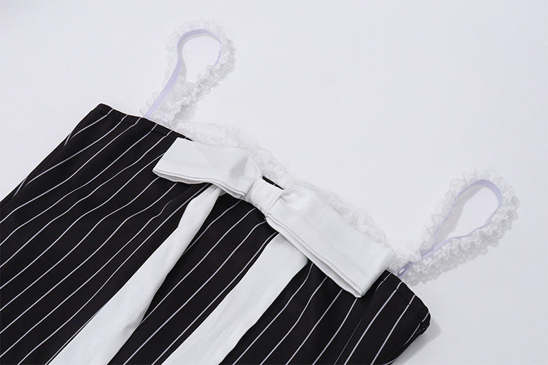 Summer Sexy Bow Lace Off Shoulder Strap Mini Women's Dress 10