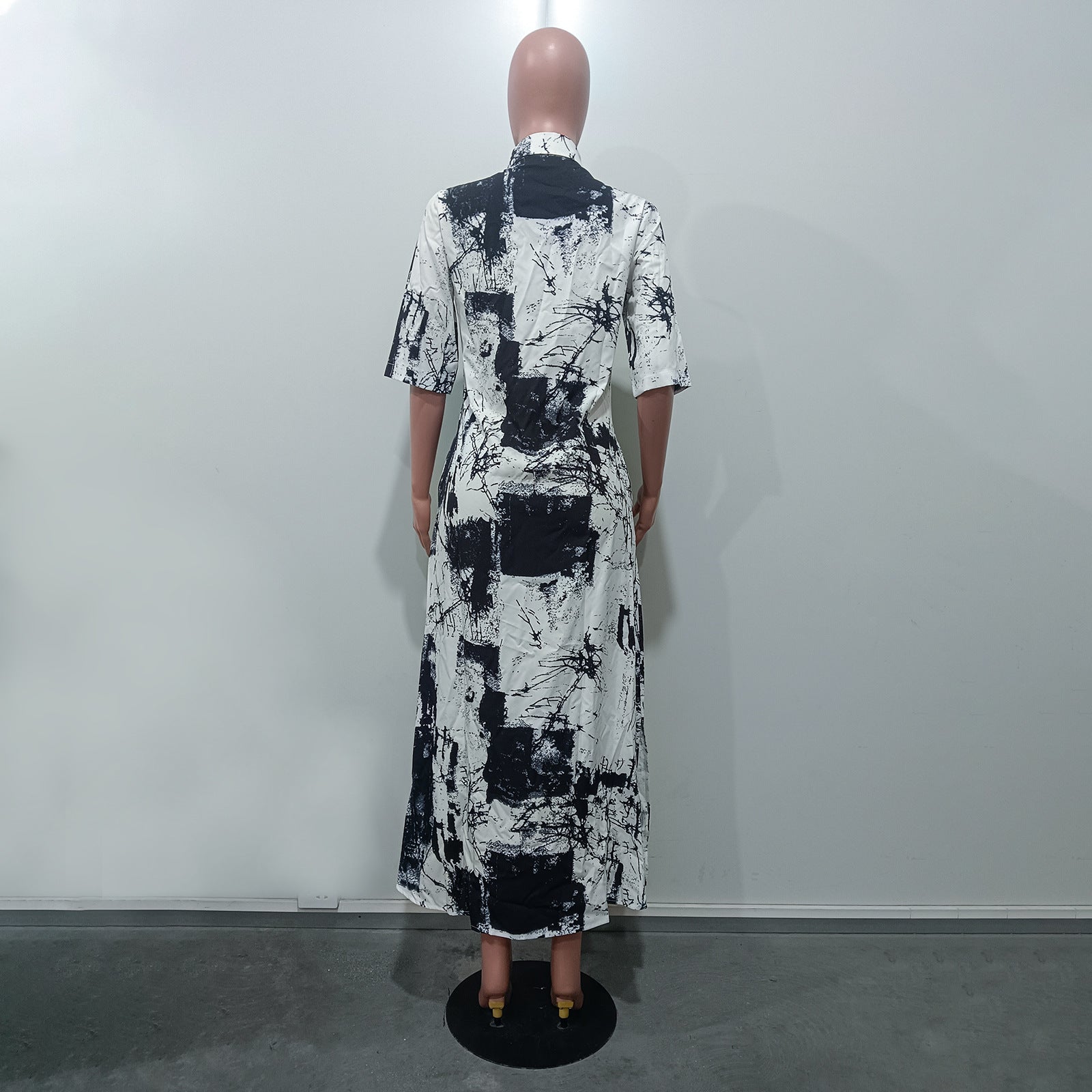 Holidays print women's Casual Turndown Collar short sleeve loose shirt dress 8