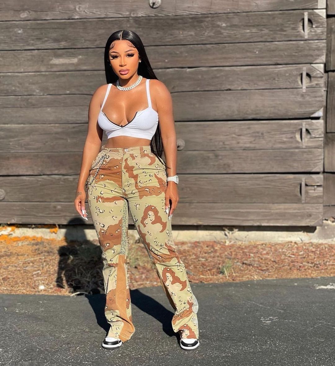 Summer Fashion Camo Patchwork Bootcut Casual Pants 4