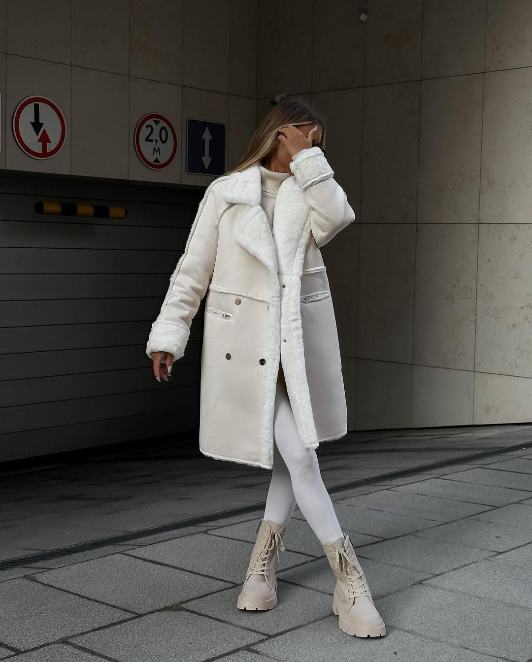 Winter Turndown Collar Long Sleev Fur Suede Coat 6