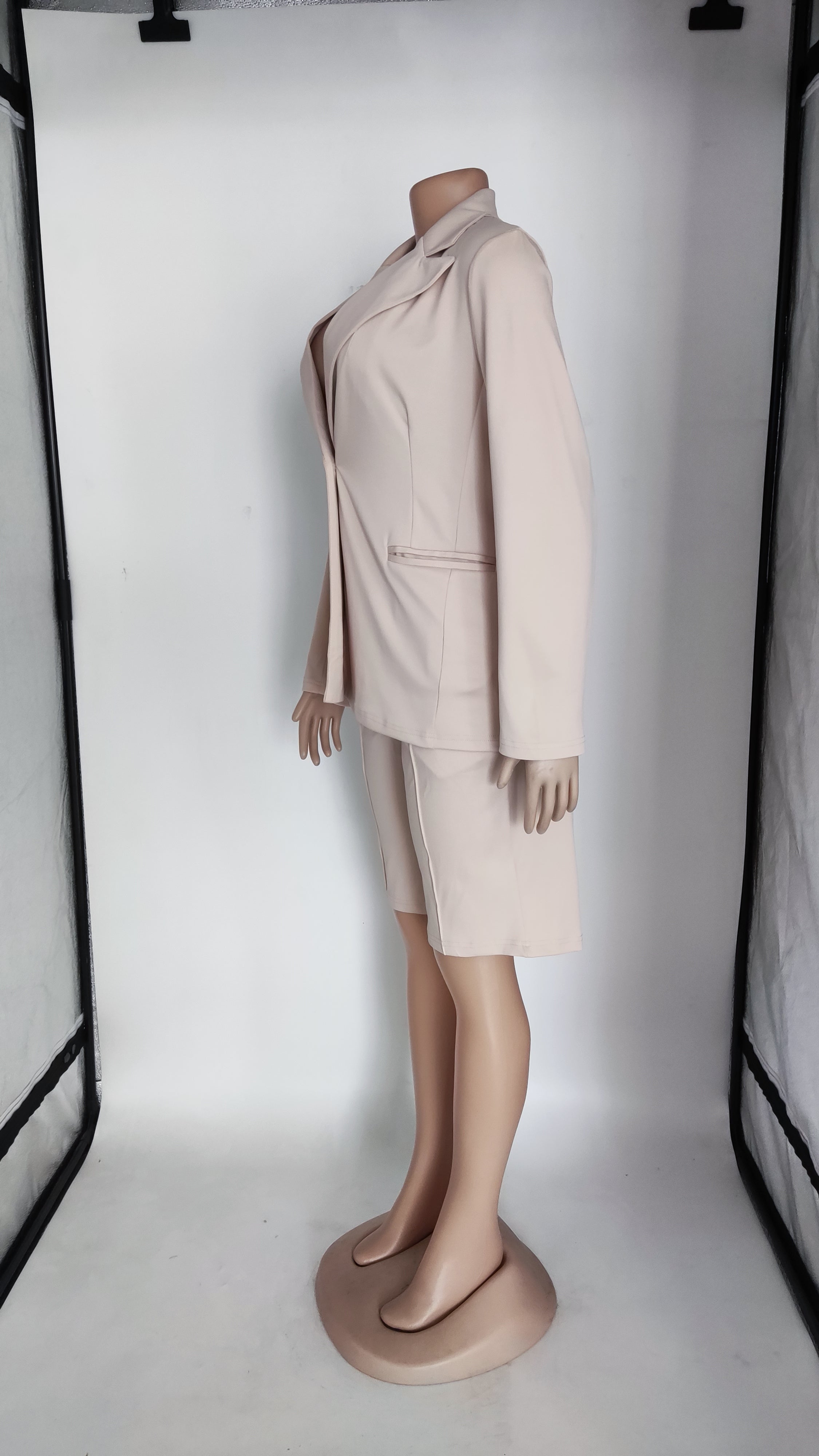 Women Clothing Solid Jacket Shorts Two Piece Spring/Summer Casual Blazer Suit 18