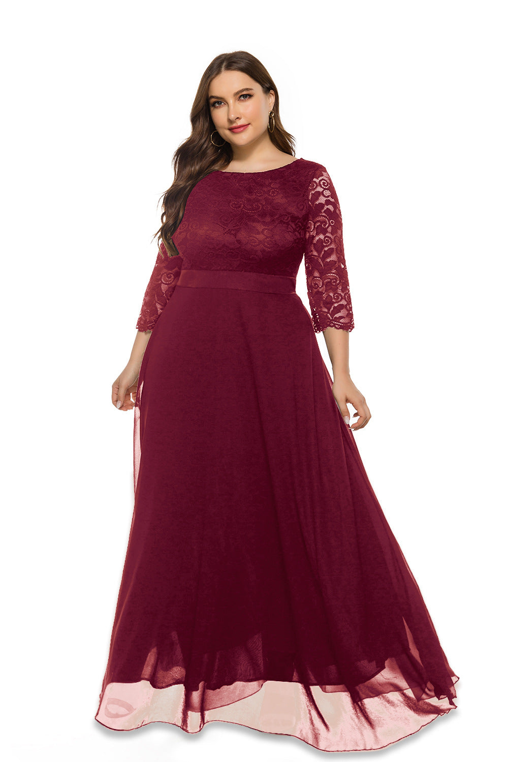 Plus Size Women Lace Evening Dress