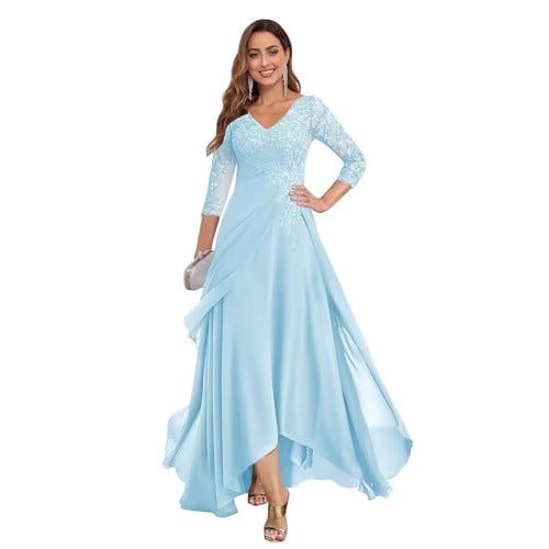 Long Slim Evening Dress Women's V-Neck Long Sleeve Prom Party Dress（Processing time need 3-6 days） 3