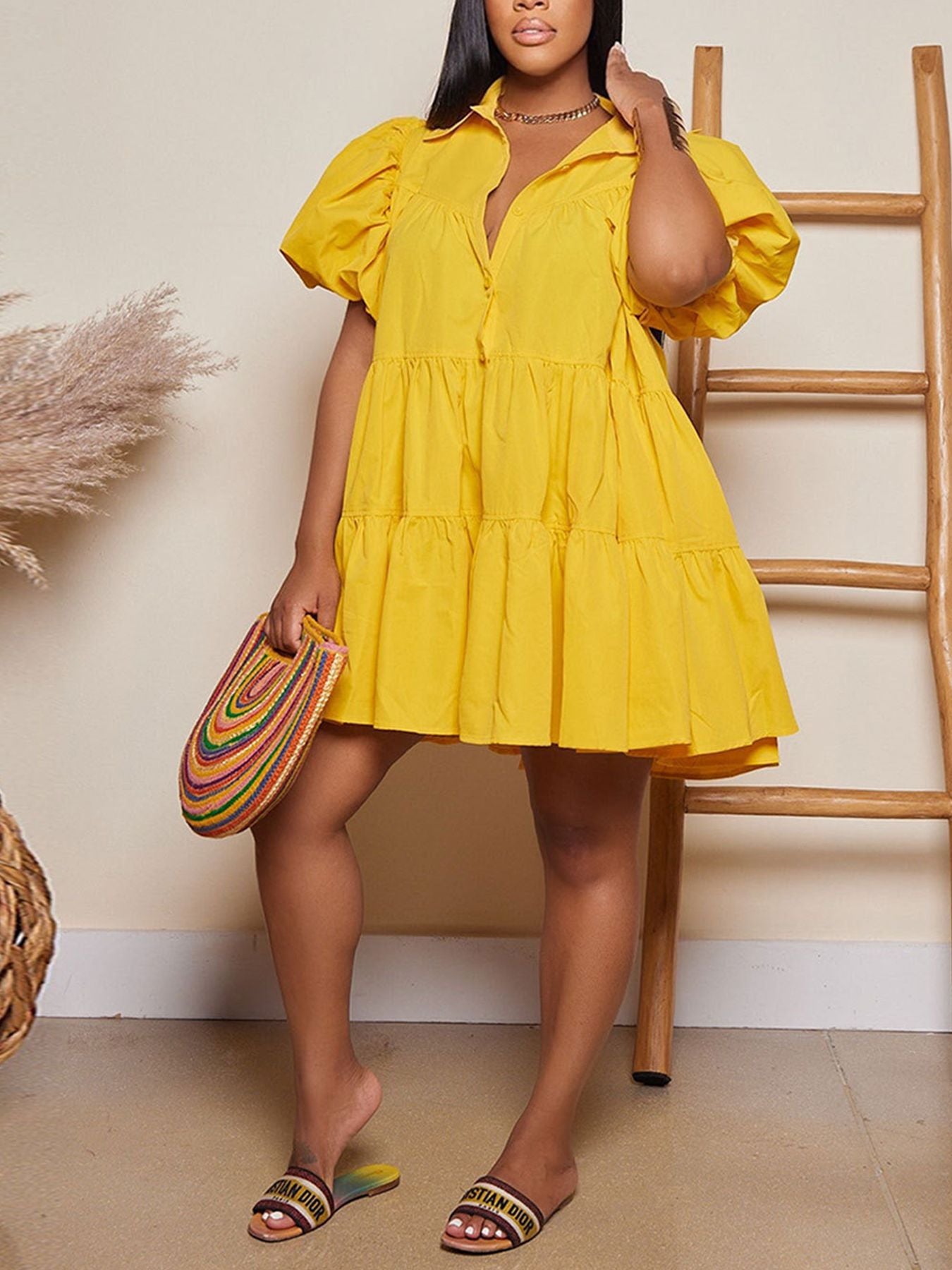 Women Casual bubble sleeve dress 4