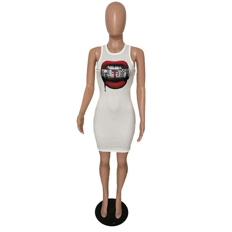 Slim Fit Ribbed print Sleeveless bodycon Dress 6