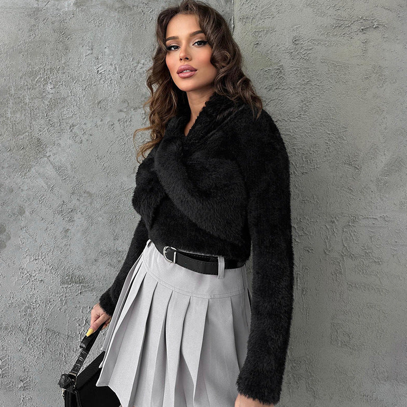 Women sexy cross v-neck sweater 5