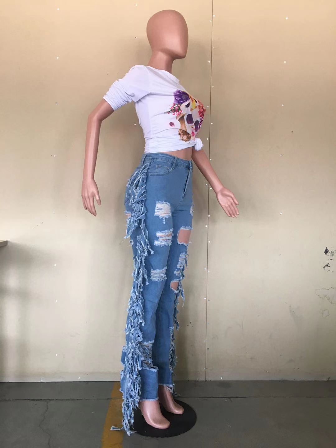 Ripped Tassel Summer Long Denim Pants 5
