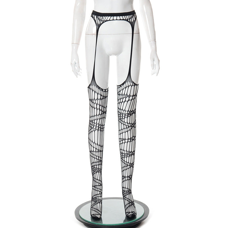 Fashion Women's Spring Sexy Cutout See-Through High Waist Mesh Pants 10