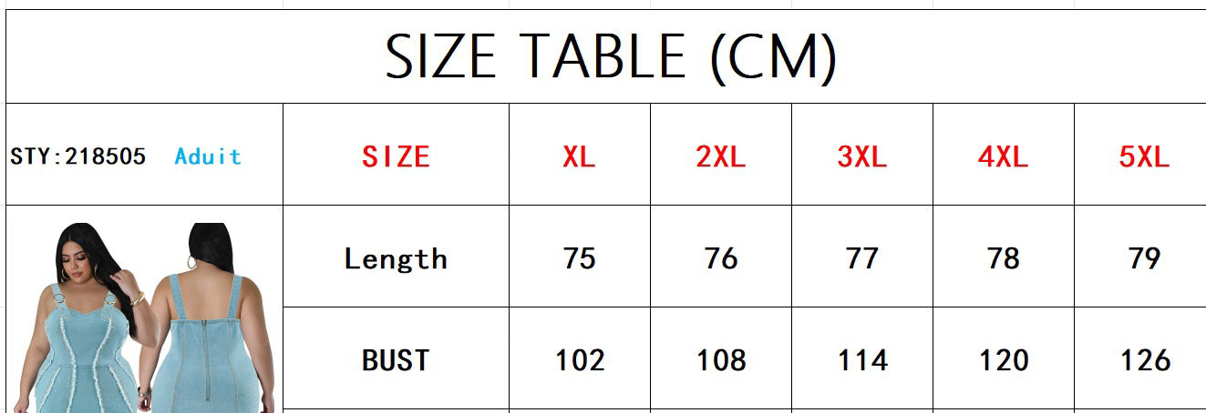 Plus Size Women's Denim Strap Sleeveless Bodycon Denim Dress 8