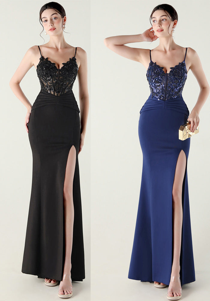 Women Off-shoulder Sexy Evening Applique Beaded Tube Fishbone Pressed Evening Dress