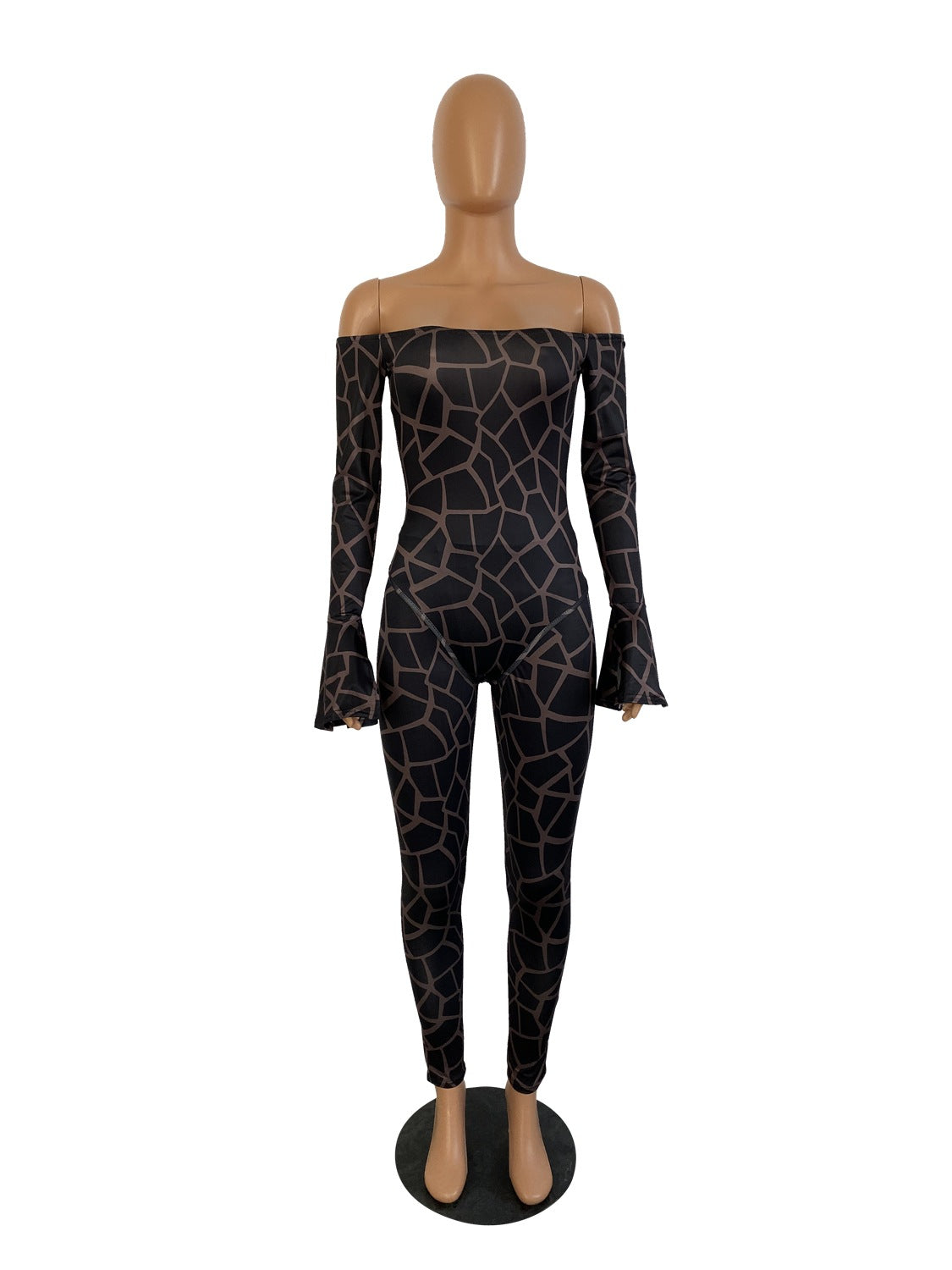 Women Long Sleeve Printed Bodysuit and Pant Two-piece Set 30
