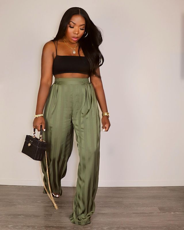 Women Casual Striped Jacquard Trousers 3