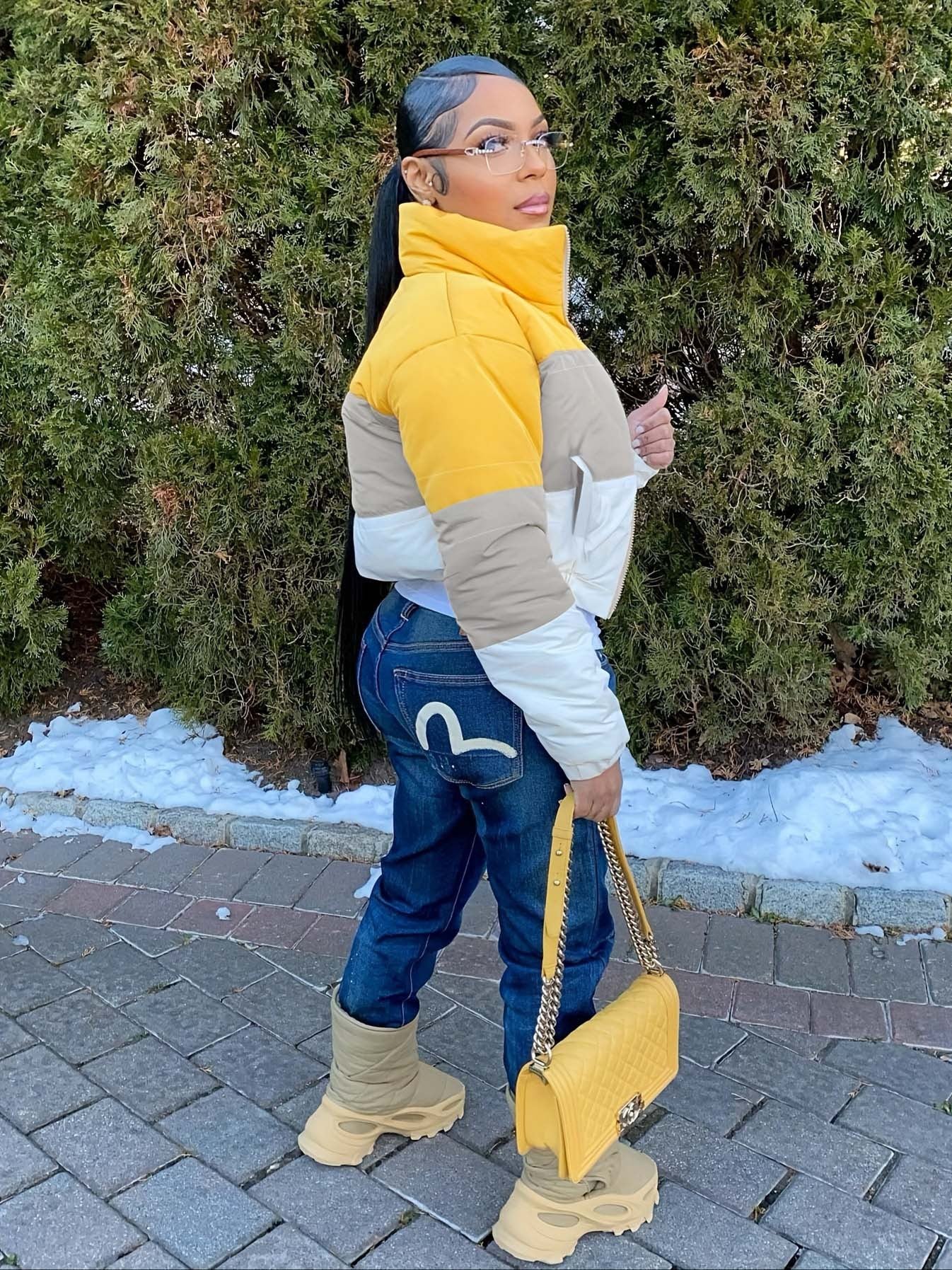 Women Contrast Print Padded Jacket