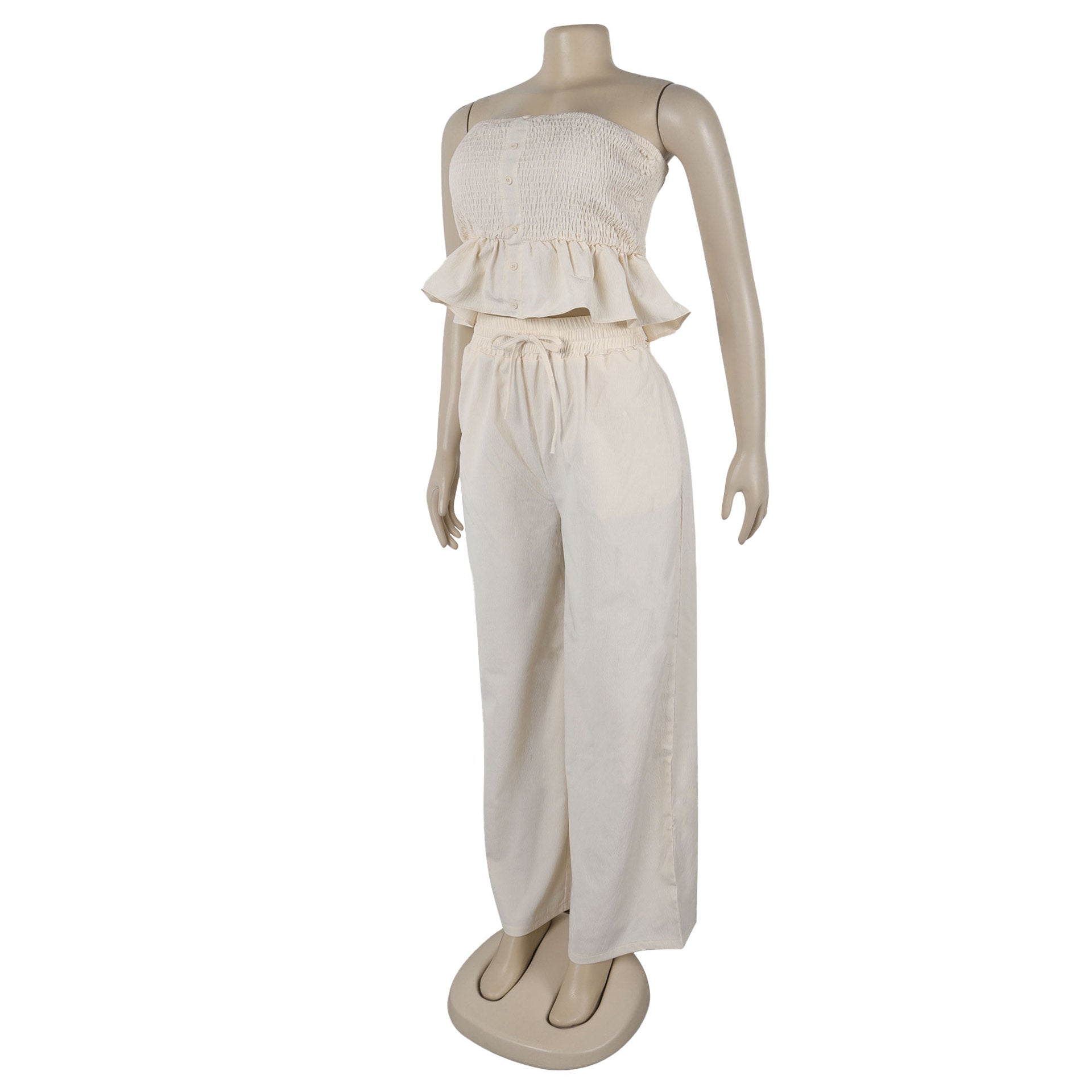 Sexy solid color strapless two piece pants set 14