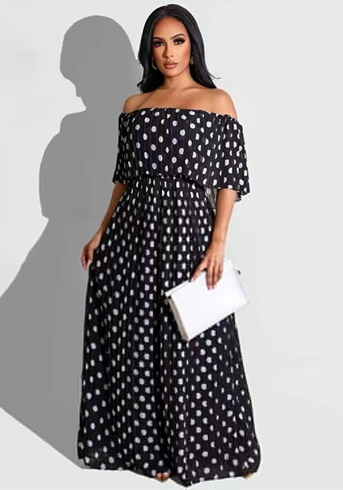 Summer Polka Dot Print Fashion Casual Long Plus Size Dress