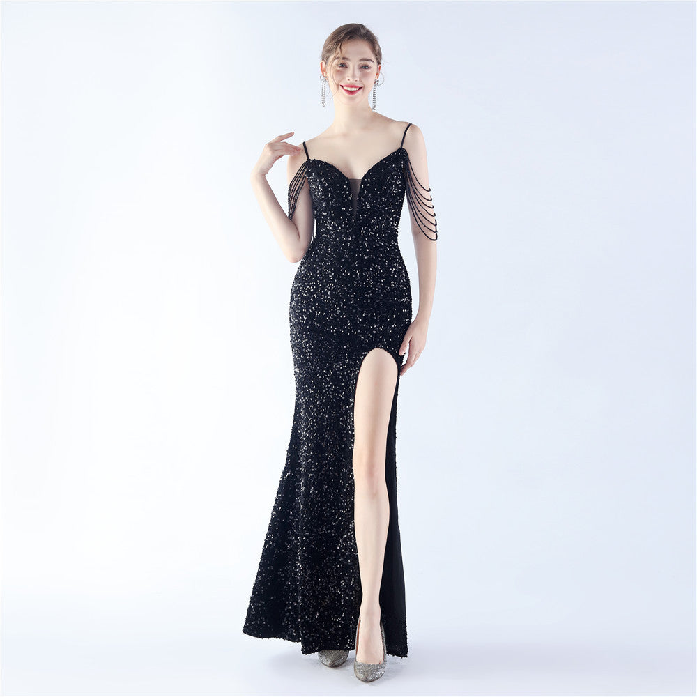 Women beaded and sequined evening dress 14