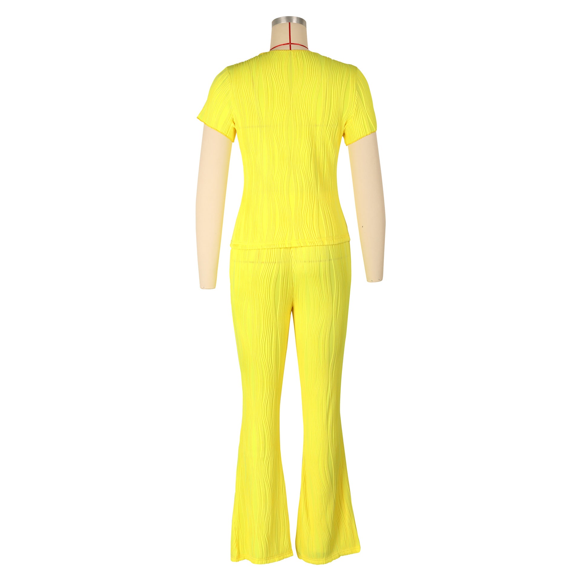 Women Casual Ribbed Summer Short Sleeve Top and Pants Two-Piece Set 24