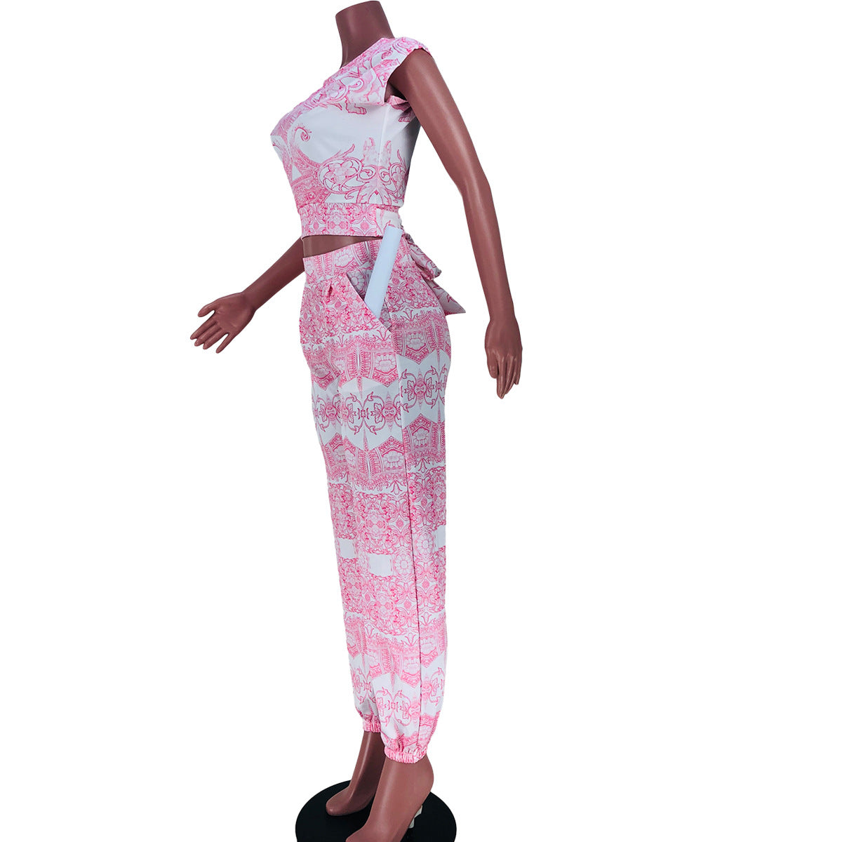 Spring/Summer Women's Printed Short Sleeve Two-Piece Pants Set 14