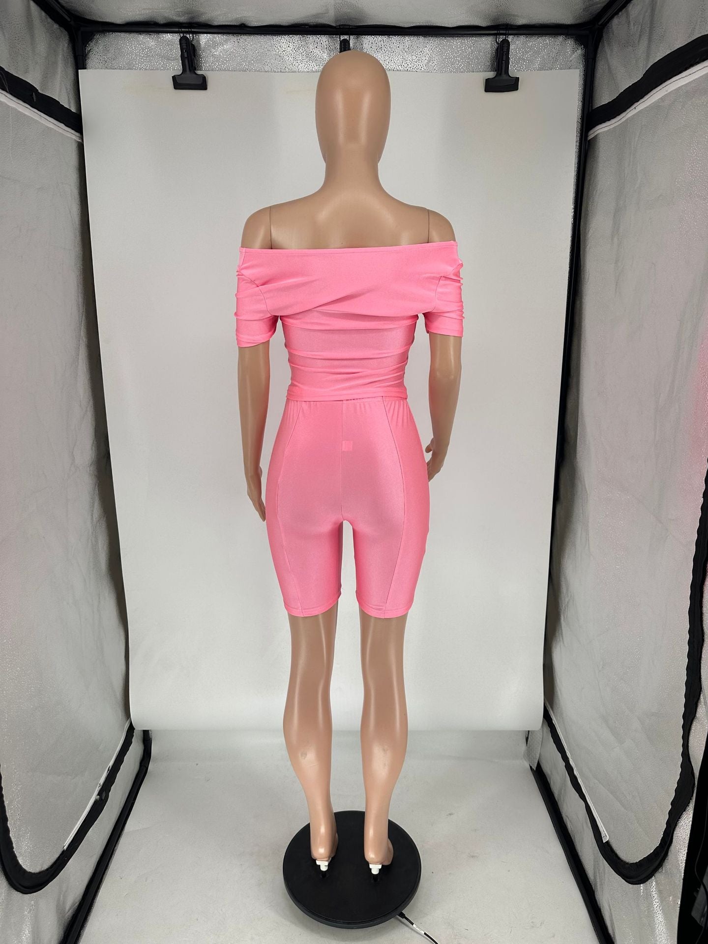 Women's Summer Cross V Neck Short Sleeve Top Elastic Shorts Casual Two Piece Set 16