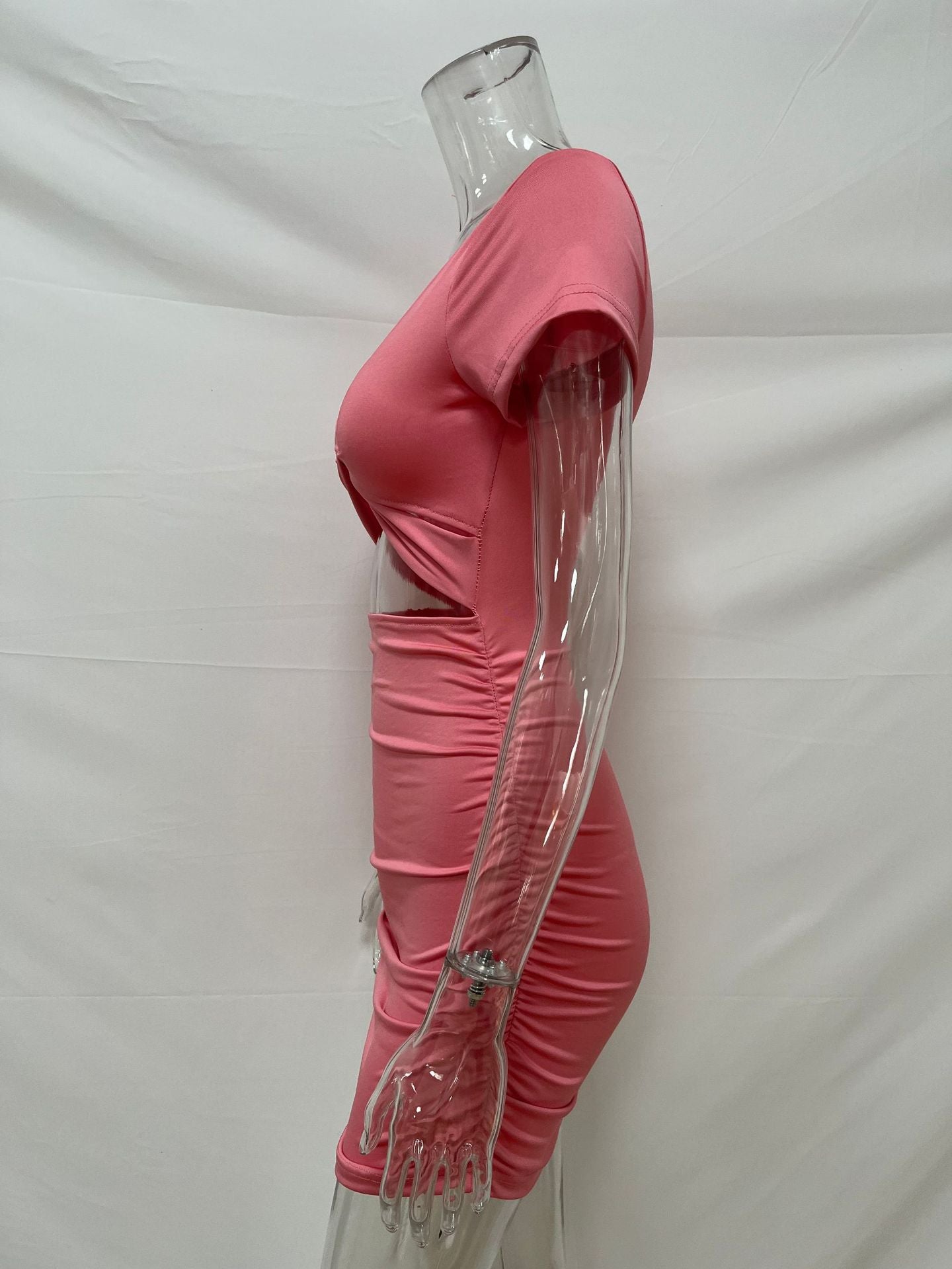 Women Summer Sexy V-Neck Short Sleeve Bodycon Dress 32