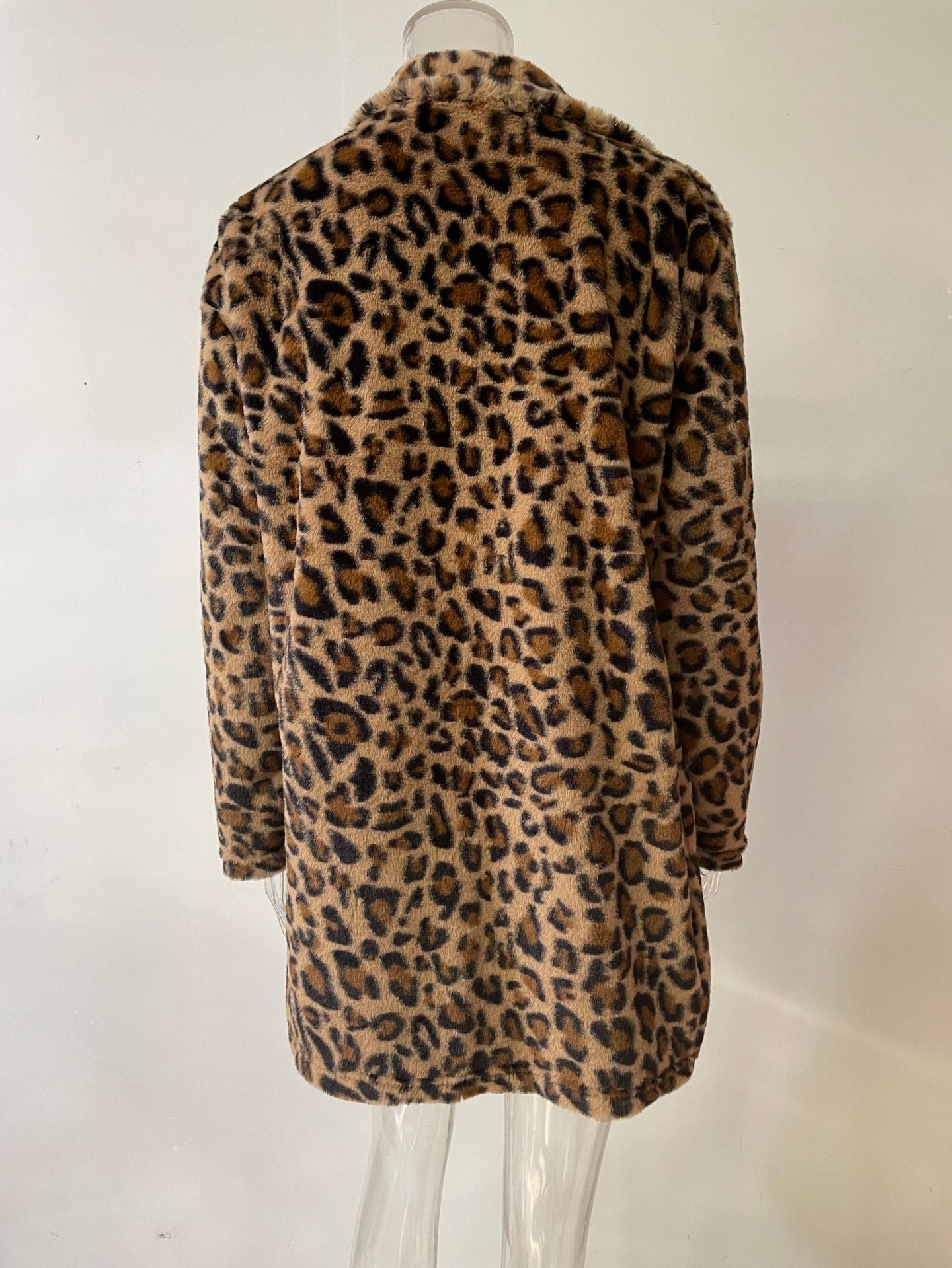 Autumn Winter Leopard Print Women'S Fashion Chic Faux Fur Loose Jacket With Pockets 10