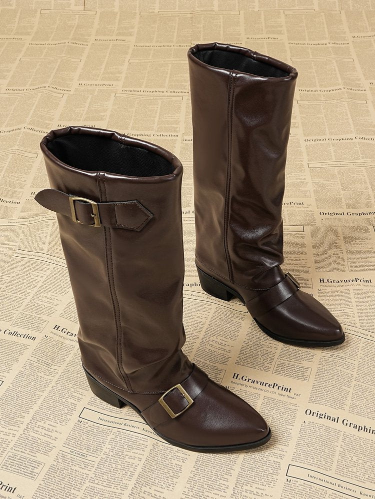 Women autumn and winter long pointed-toe block-heeled fashion boots 21