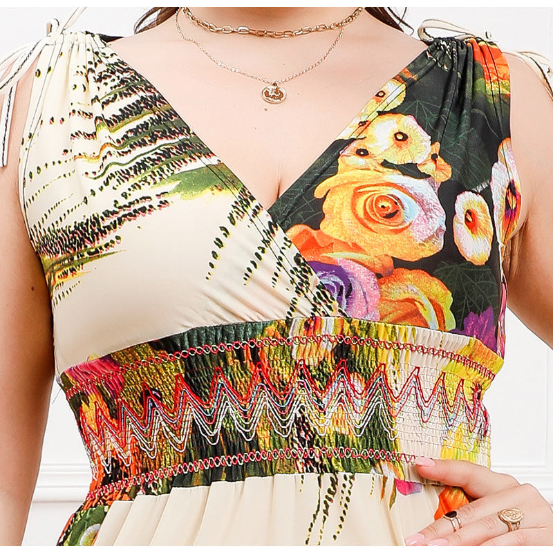 Plus Size Women Boho Print Beach Holidays Dress 16