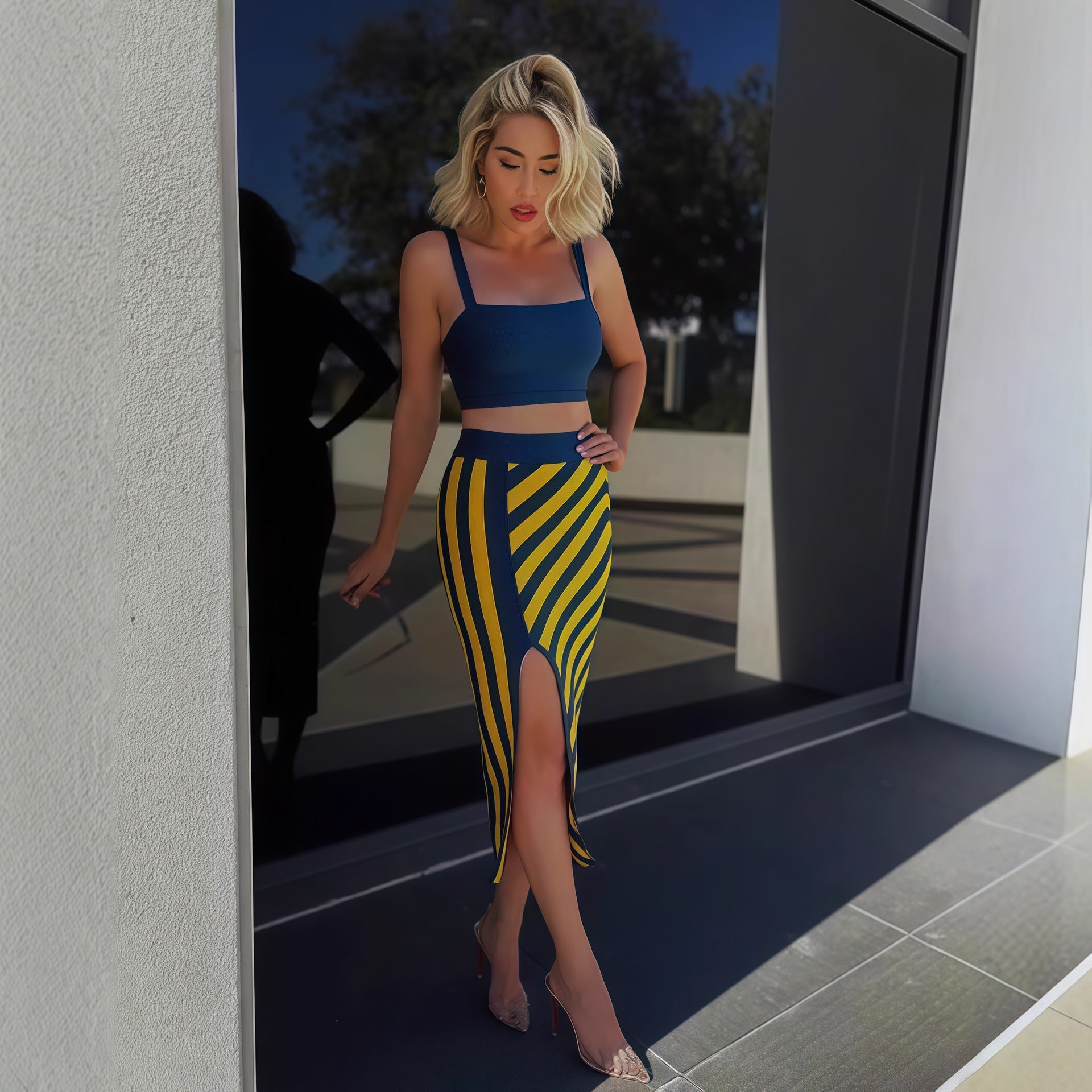 Summer Strap Vest & Slit Mini Skirt Set 3